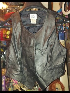 Black Leather Women's Vest